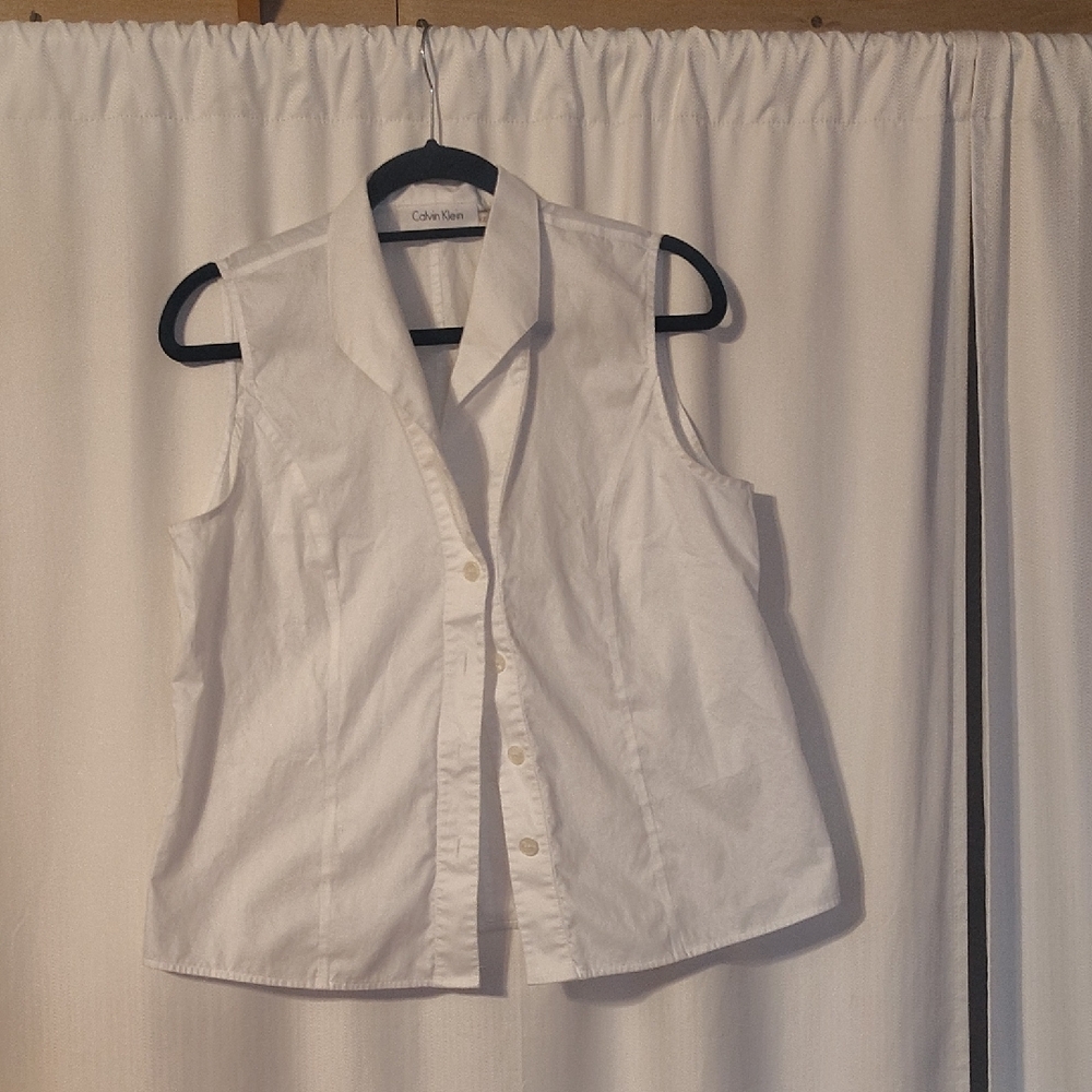 Calvin Klein Women's White Button Down Shirt